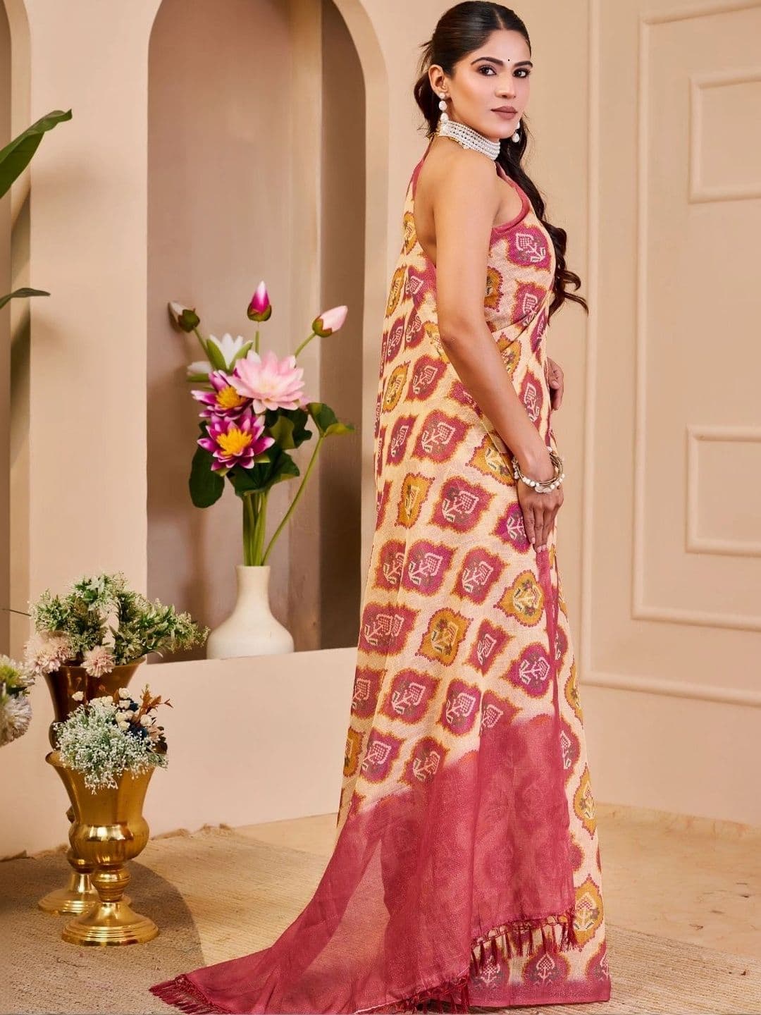 ZAMUNA Floral Tissue Designer Bhagalpuri Saree thumbnail 4