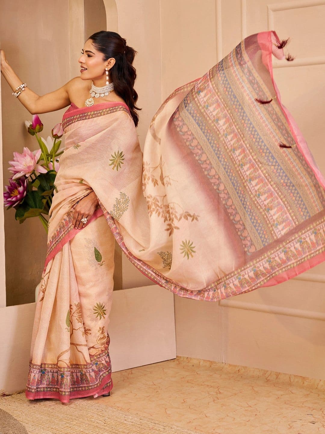 SAIYAMORI Floral Pure Cotton Saree thumbnail 2
