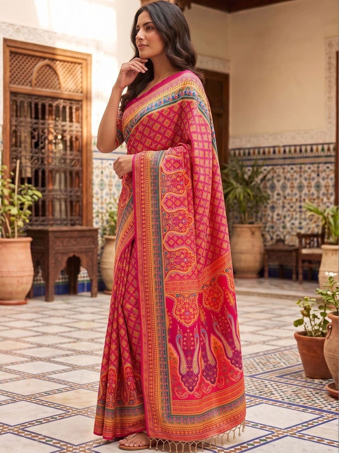SARIYA Ethnic Motifs Beads and Stones Pure Georgette Saree thumbnail 7