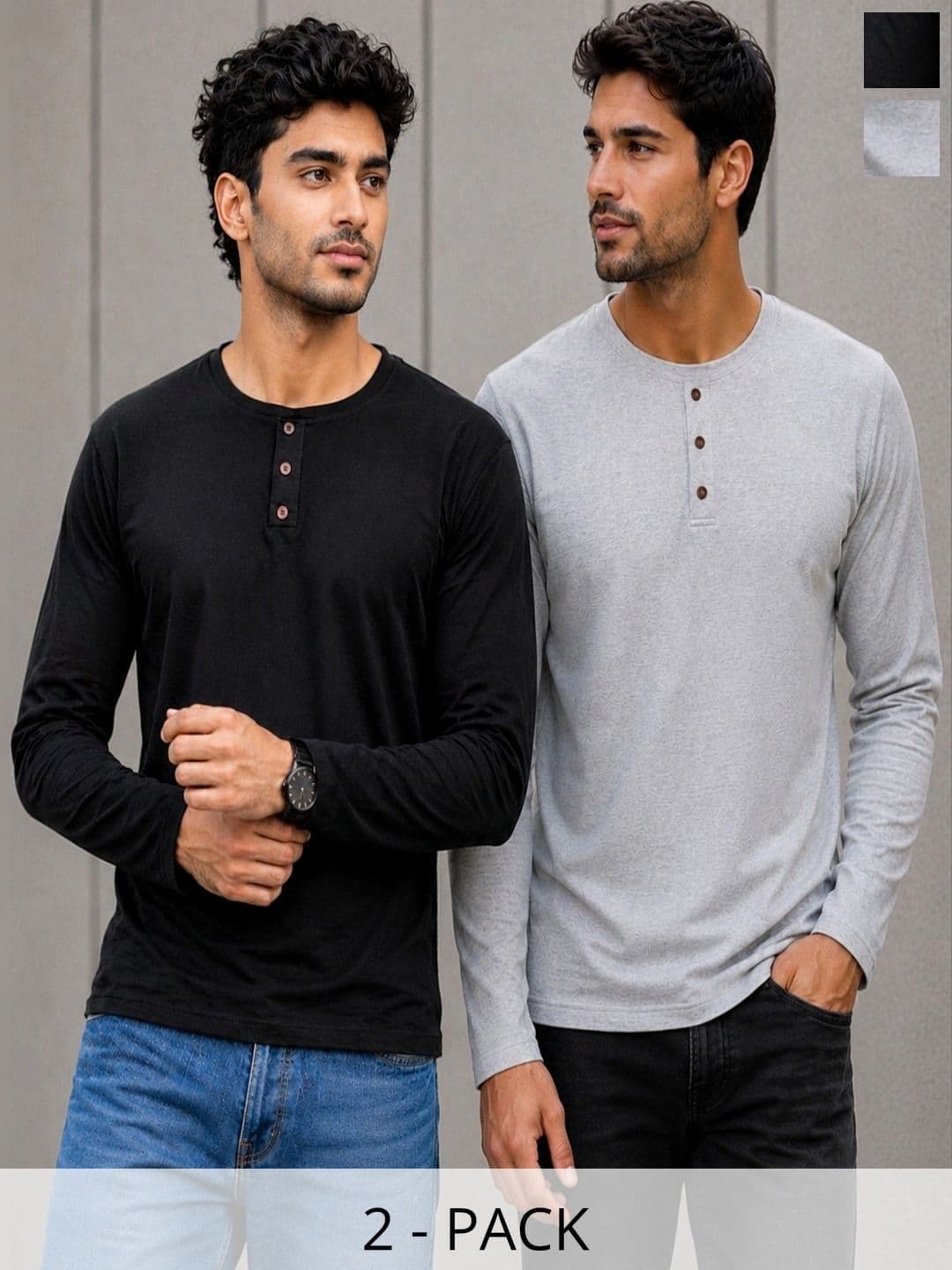 London Hills Men 2 Henley Neck T-shirt - view 1