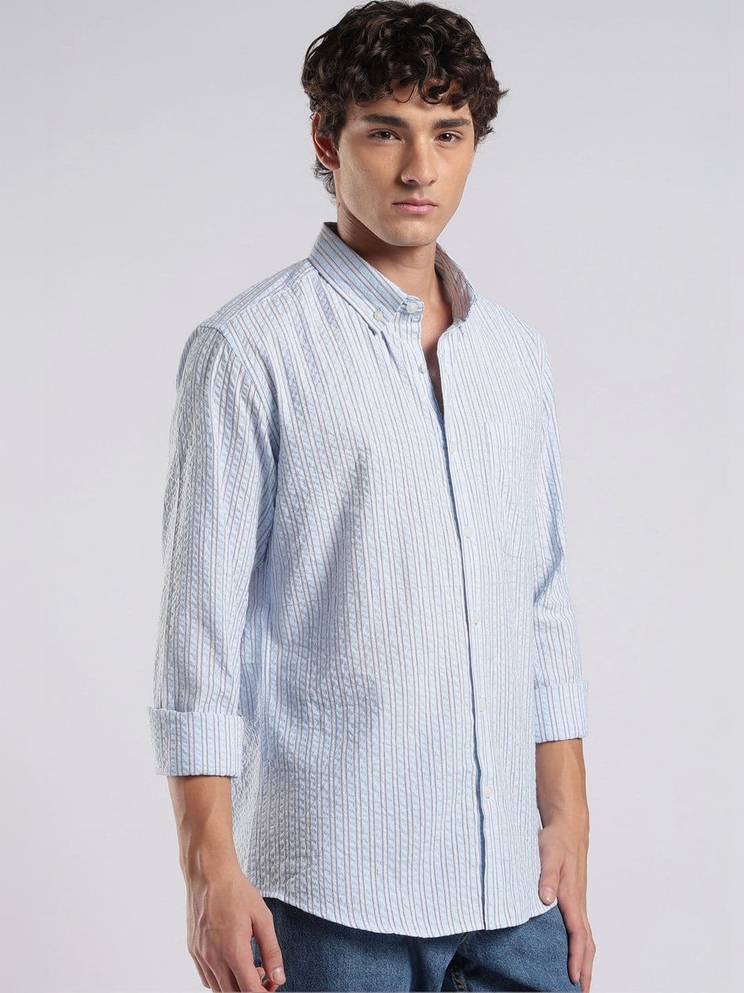 HERE&NOW Men Slim Fit Striped Casual Shirt thumbnail 4