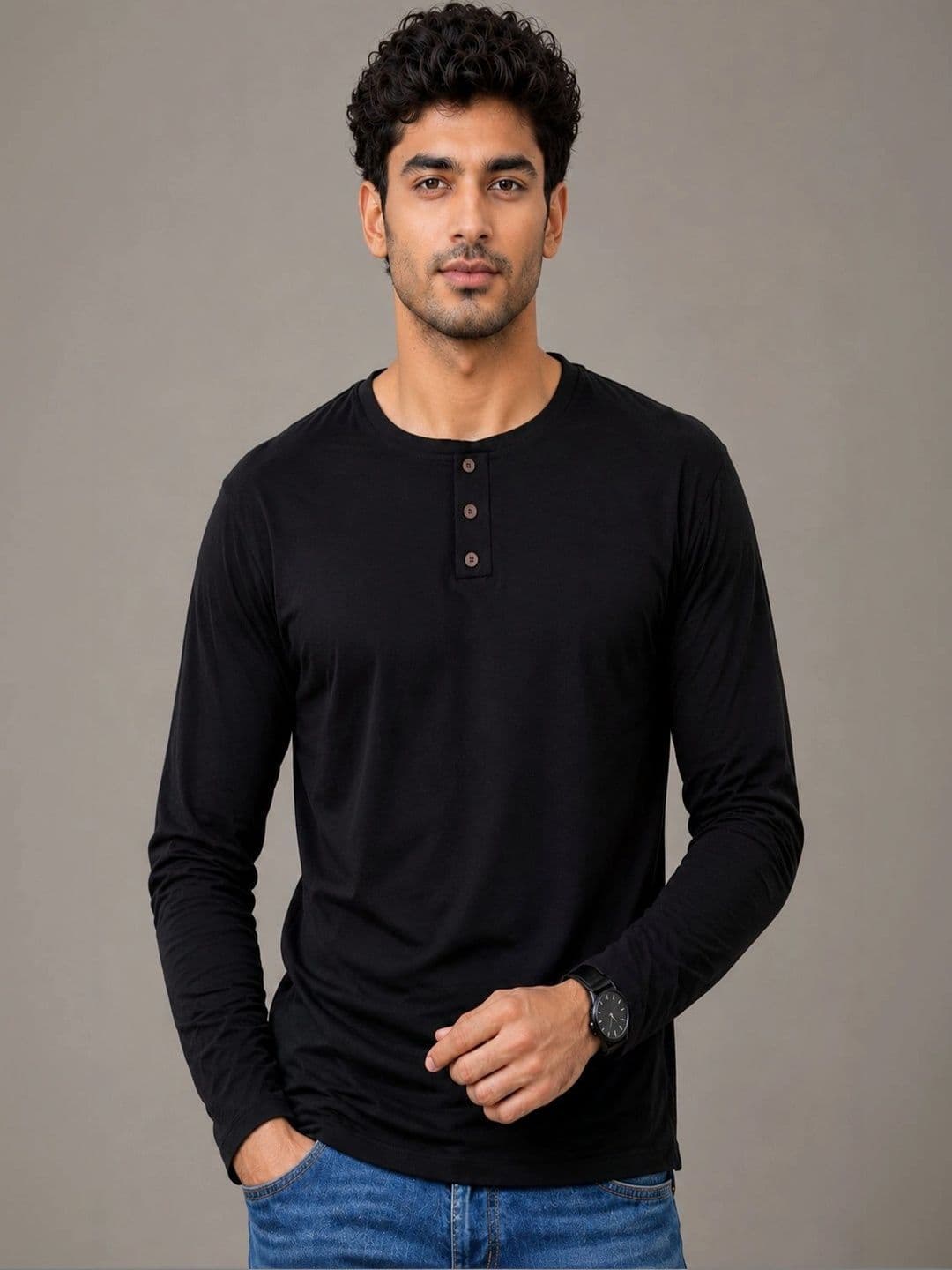 London Hills Men 2 Henley Neck T-shirt thumbnail 2