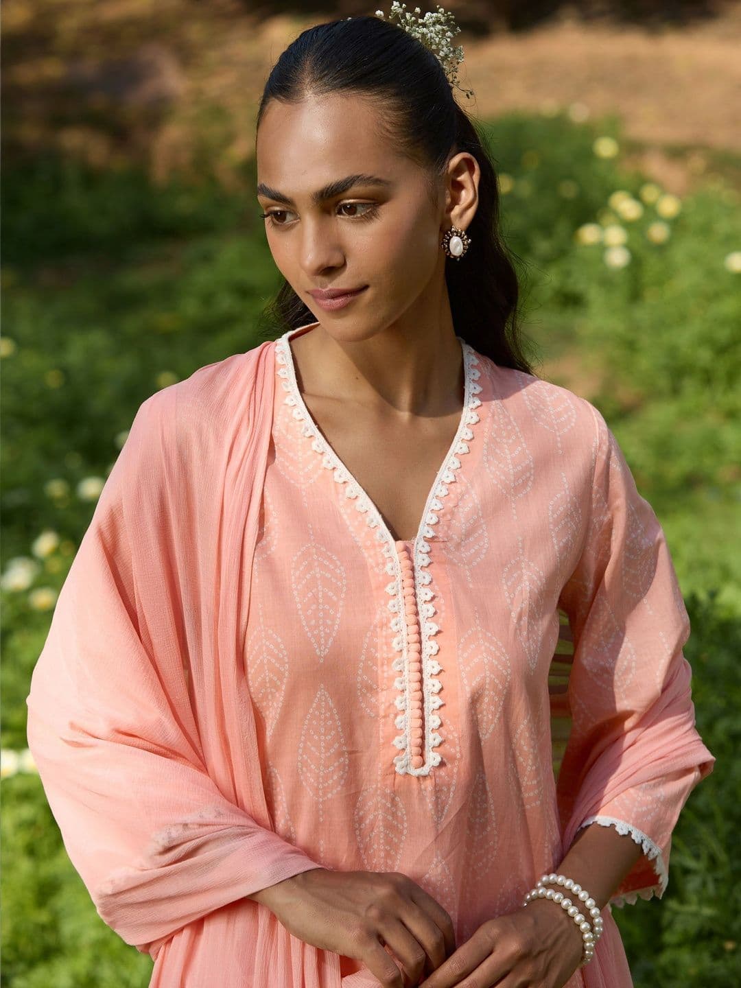Khushal K Women Ethnic Motifs Printed Regular Thread Work Pure Cotton Kurta with Sharara & With Dupatta thumbnail 6