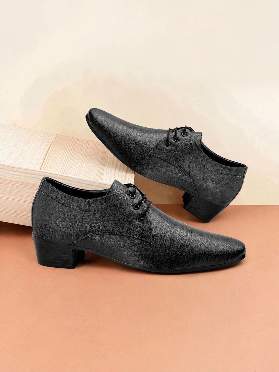 Bxxy Men Height Increasing Blocked-Heeled Derbys Formal Lace-up Shoes - view 1