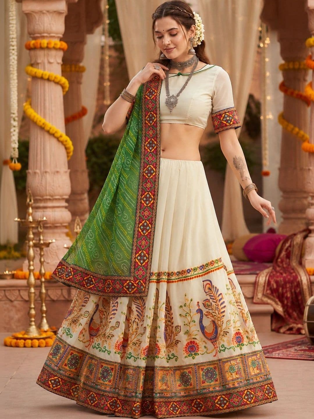 Sangria Bandhani Embroidered Pure Georgette Half and Half Bandhani Saree thumbnail 4