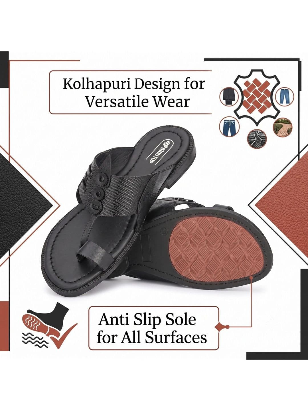 BINUTOP Men Leather Shoe-Style Sandals thumbnail 4