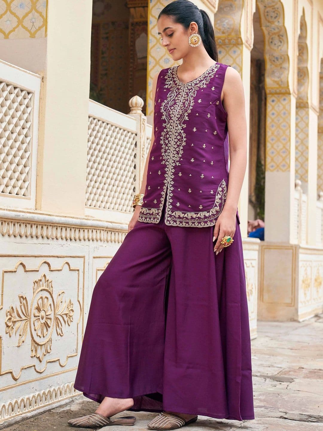 Tikhi Imli Embroidered Top with Palazzos thumbnail 4
