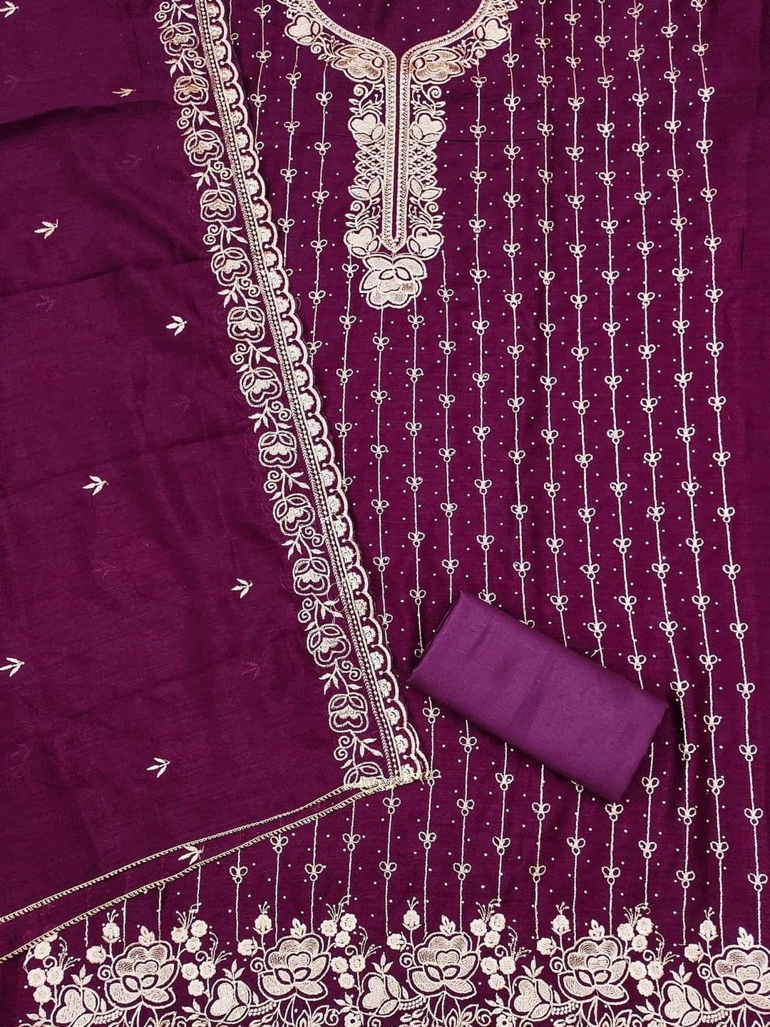 TAVAS Embroidered Pure Cotton Unstitched Dress Material thumbnail 3