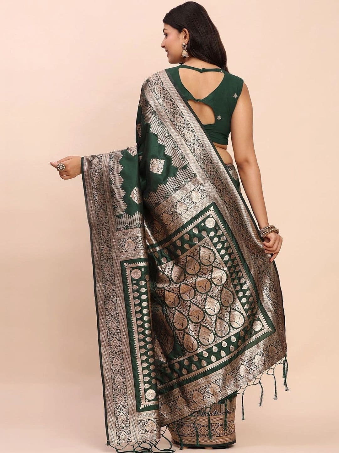 Mitera Woven Design Zari Silk Blend Banarasi Saree thumbnail 3