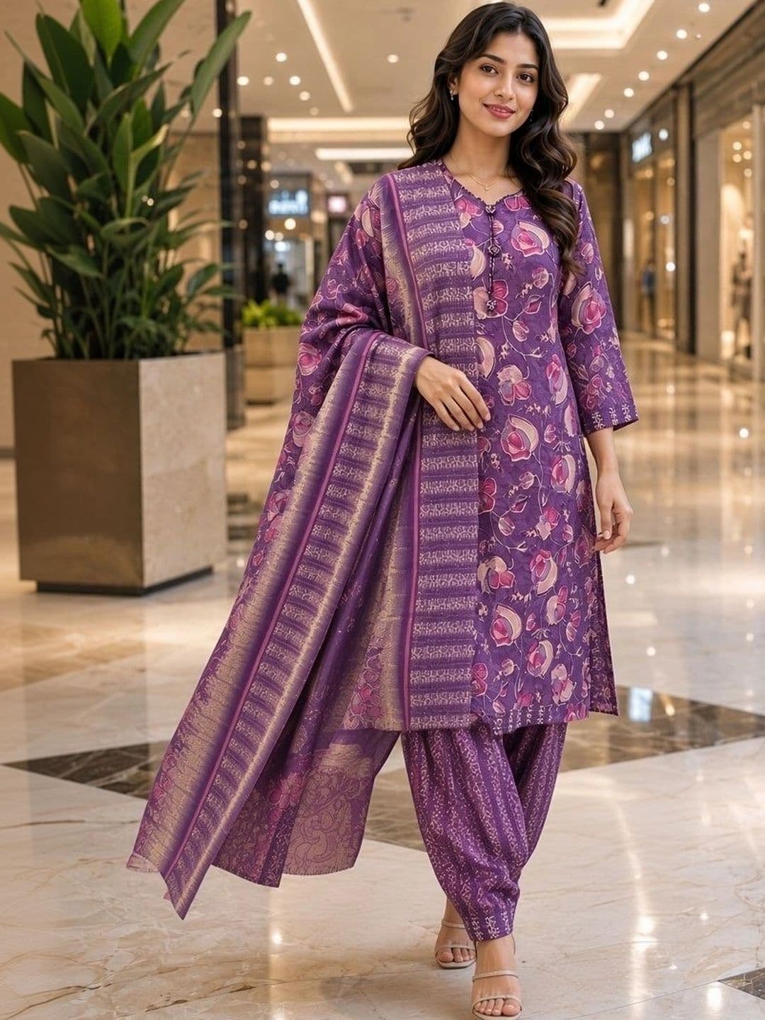 Roly Poly Women Floral Printed Regular Kurta with Patiala & With Dupatta thumbnail 3