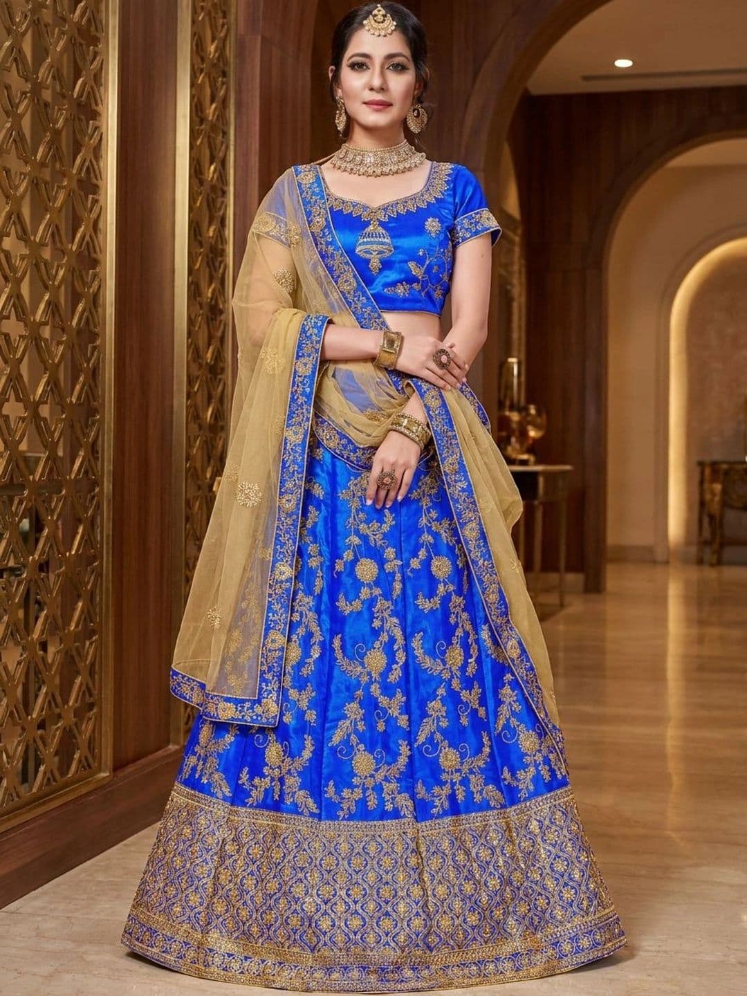 Anouk Rustic Embroidered Semi-Stitched Lehenga & Unstitched Blouse With Dupatta - view 1