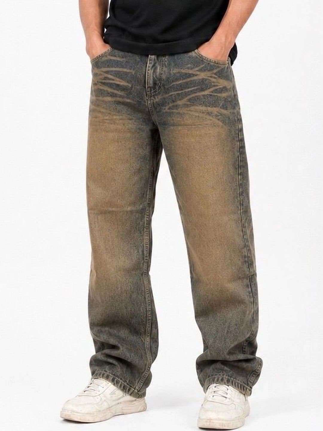 MQ Denim Men Straight Fit Mid-Rise Low Distress Light Fade Jeans - view 1