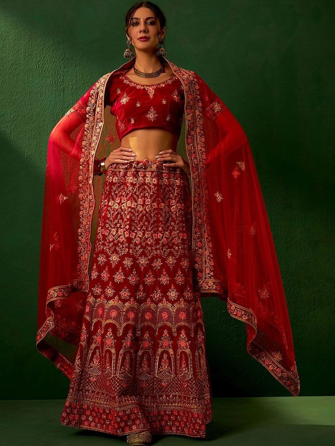 Anouk Rustic Embroidered Thread Work Semi-Stitched Lehenga & Unstitched Blouse With Dupatta thumbnail 6
