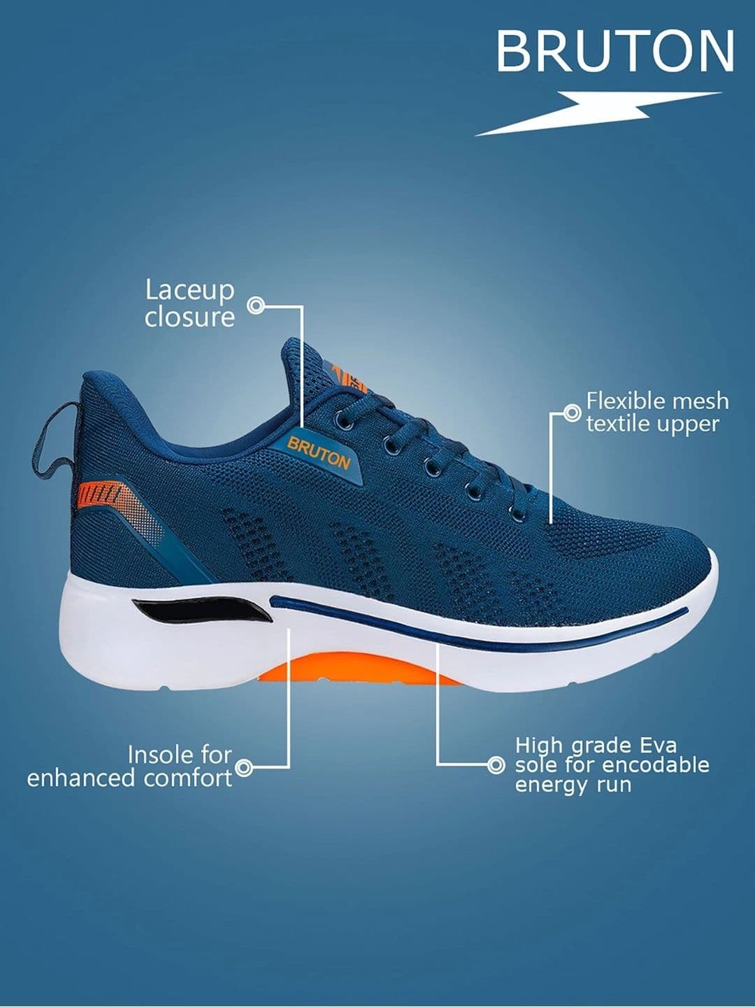 Bruton Men Mesh Running Non-Marking Shoes thumbnail 3