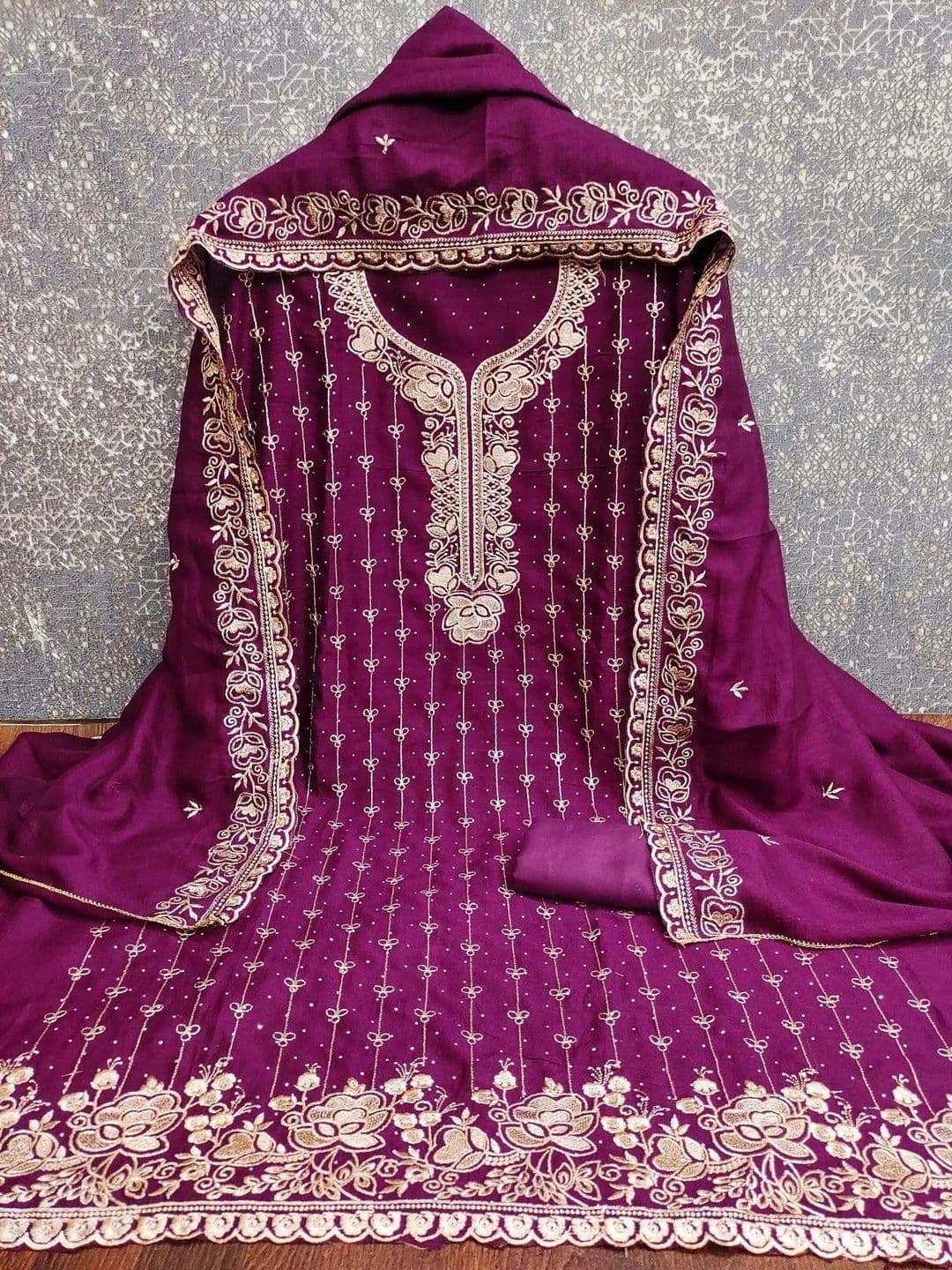TAVAS Embroidered Pure Cotton Unstitched Dress Material - view 1