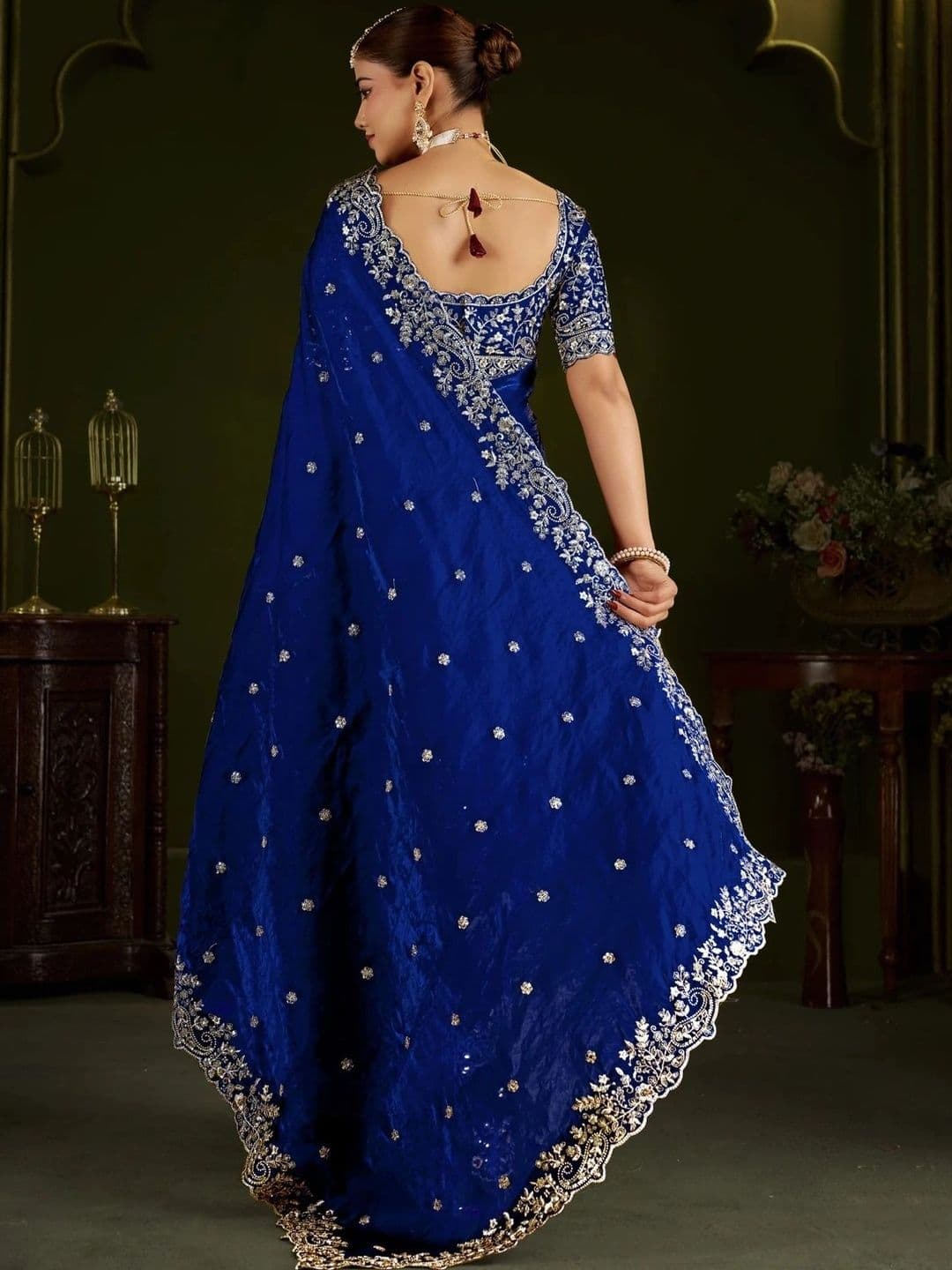 ANJAVI FASHION Floral Embroidered Heavy Work Saree thumbnail 6