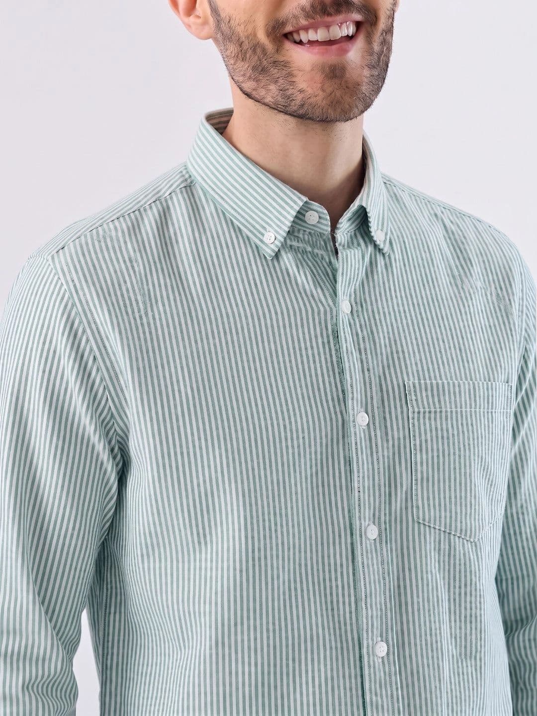 HENSHIKA Men Standard Striped Casual Shirt thumbnail 4