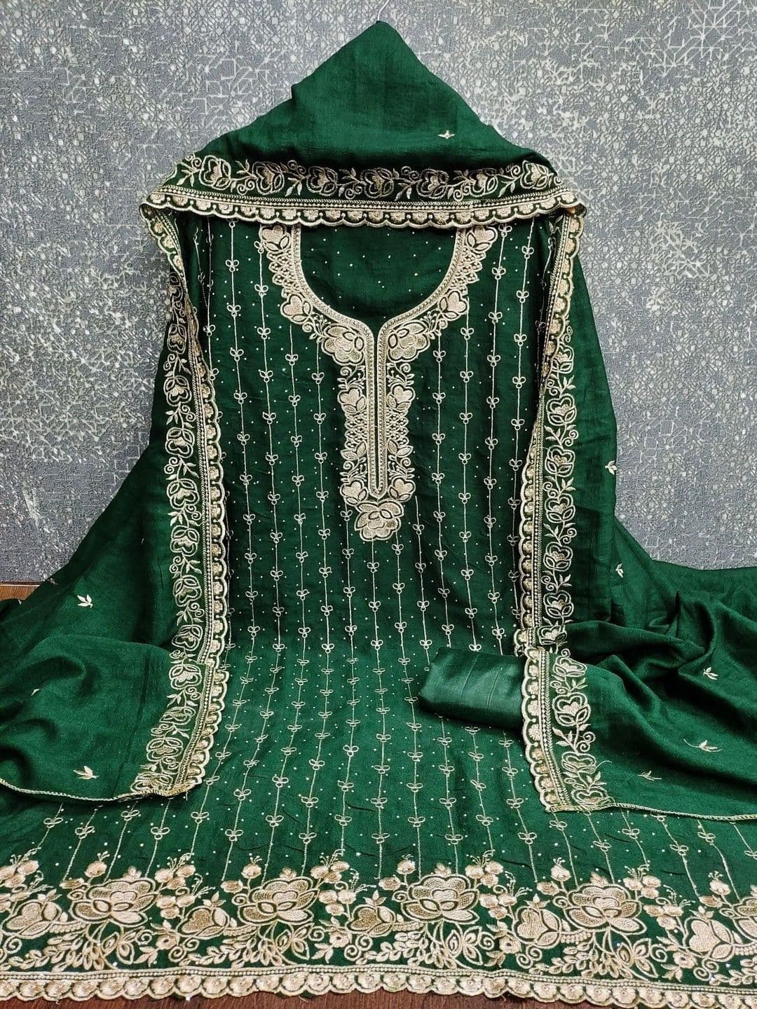 TAVAS Embroidered Pure Cotton Unstitched Dress Material thumbnail 2