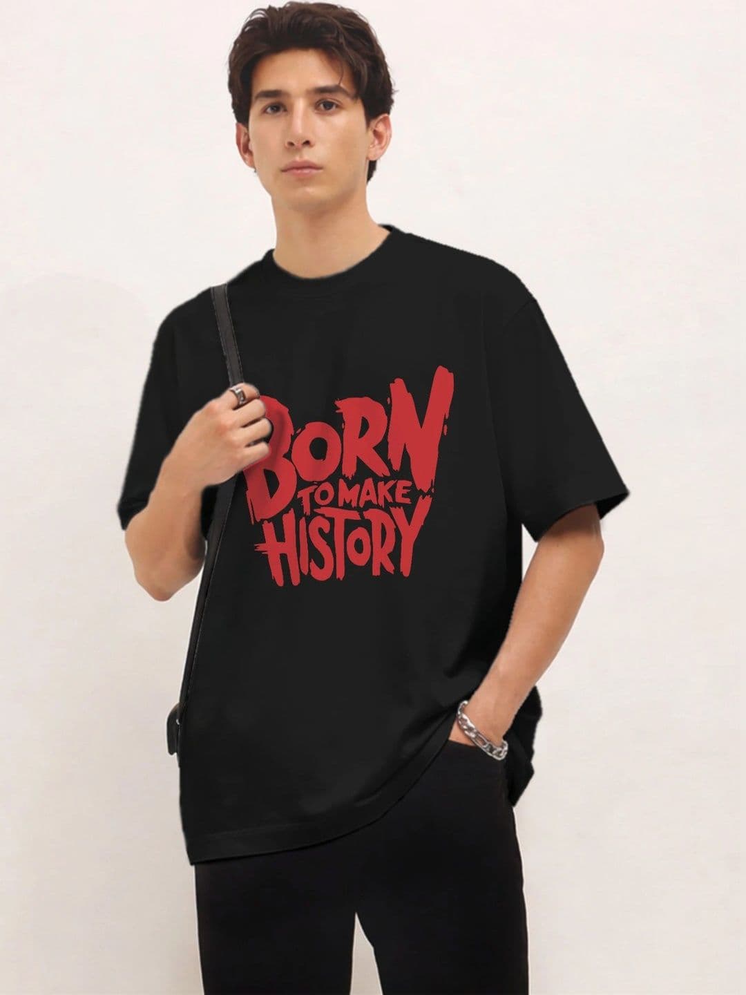 Moda rapido X TOGS & TERRE Men Typography Printed Drop-Shoulder Sleeves Organic Cotton Blend T-shirt - view 1