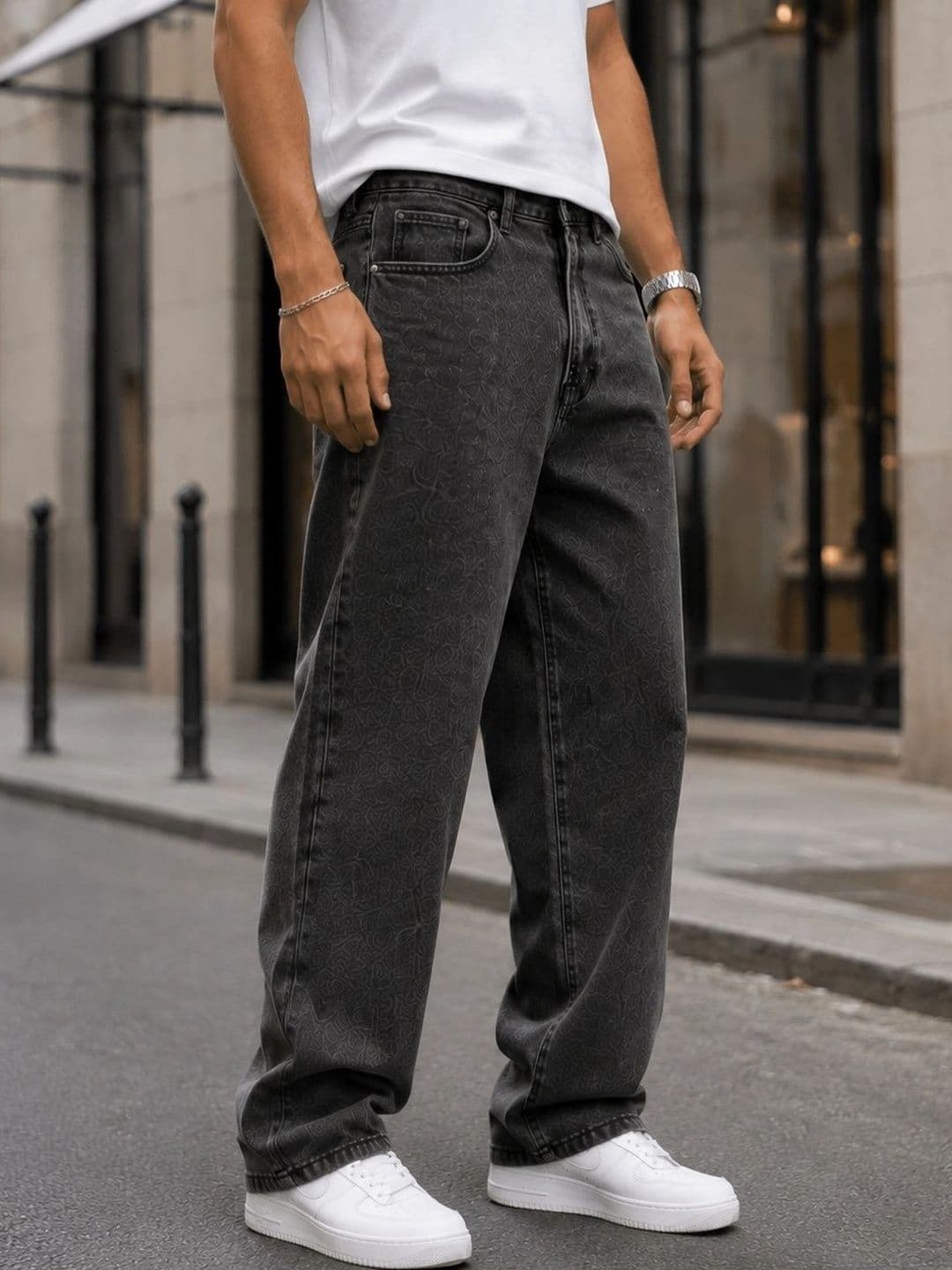 DENIM HAWK Men Classic Straight Fit Mid-Rise Printed Stretchable Jeans thumbnail 2