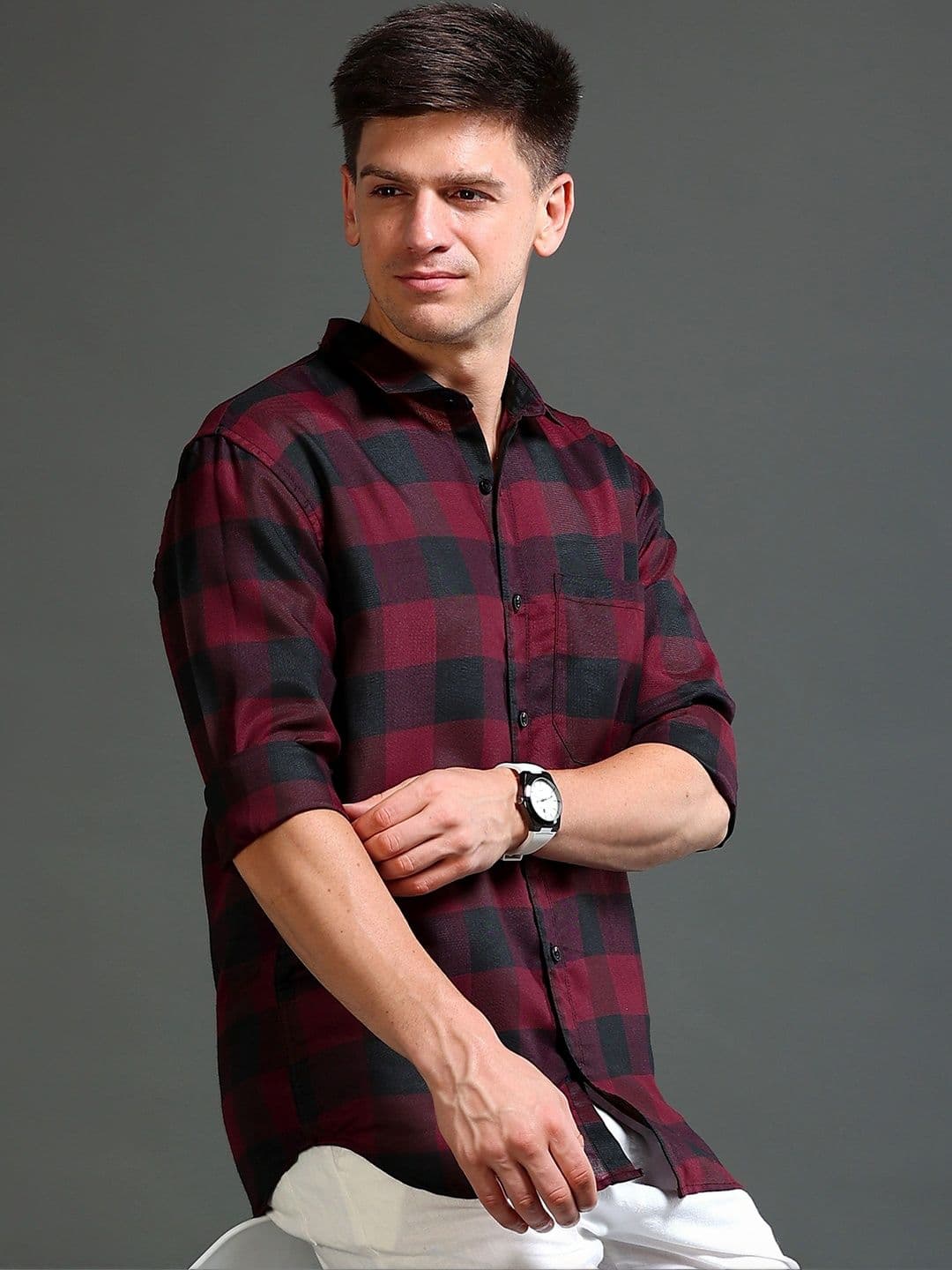 TOM MACKLER Men Classic Slim Fit Buffalo Checks Checked Casual Shirt - view 1