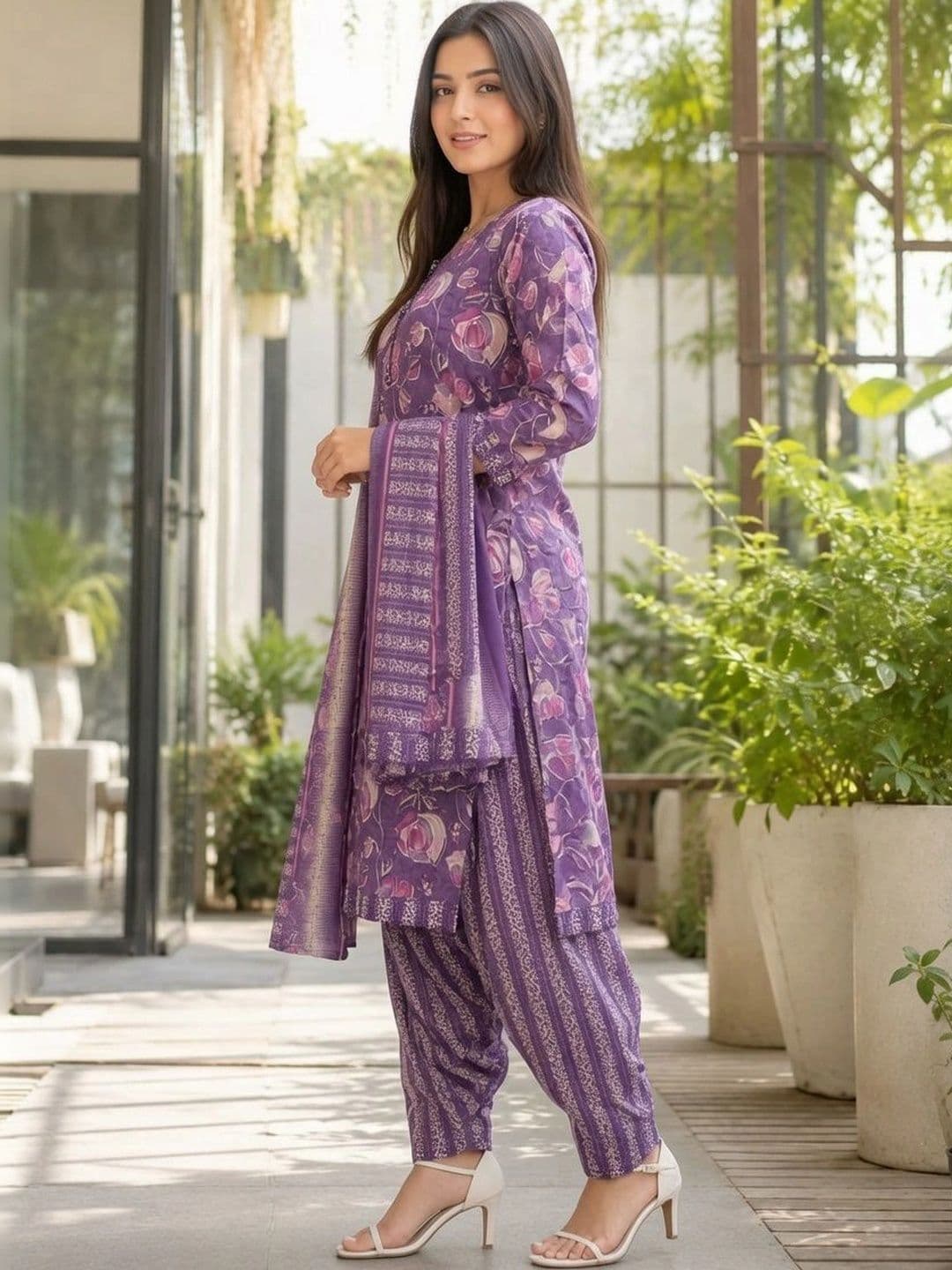 Rajnandini Women Floral Printed Regular Kurta with Patiala & With Dupatta thumbnail 5