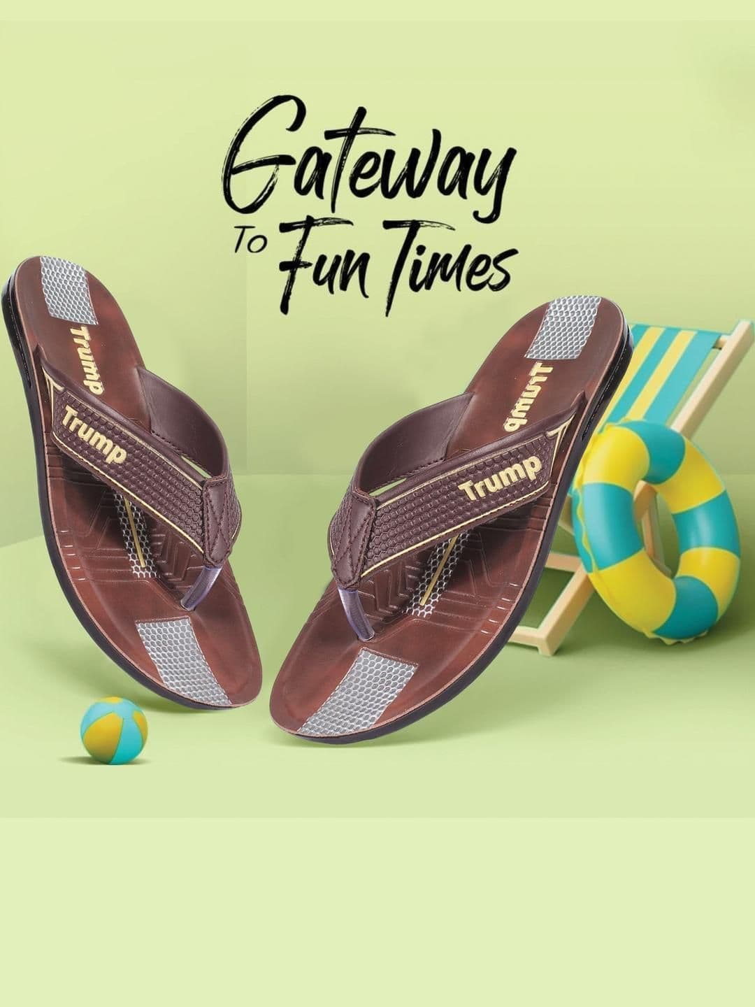 Trump Brown PU Flip Flops thumbnail 6