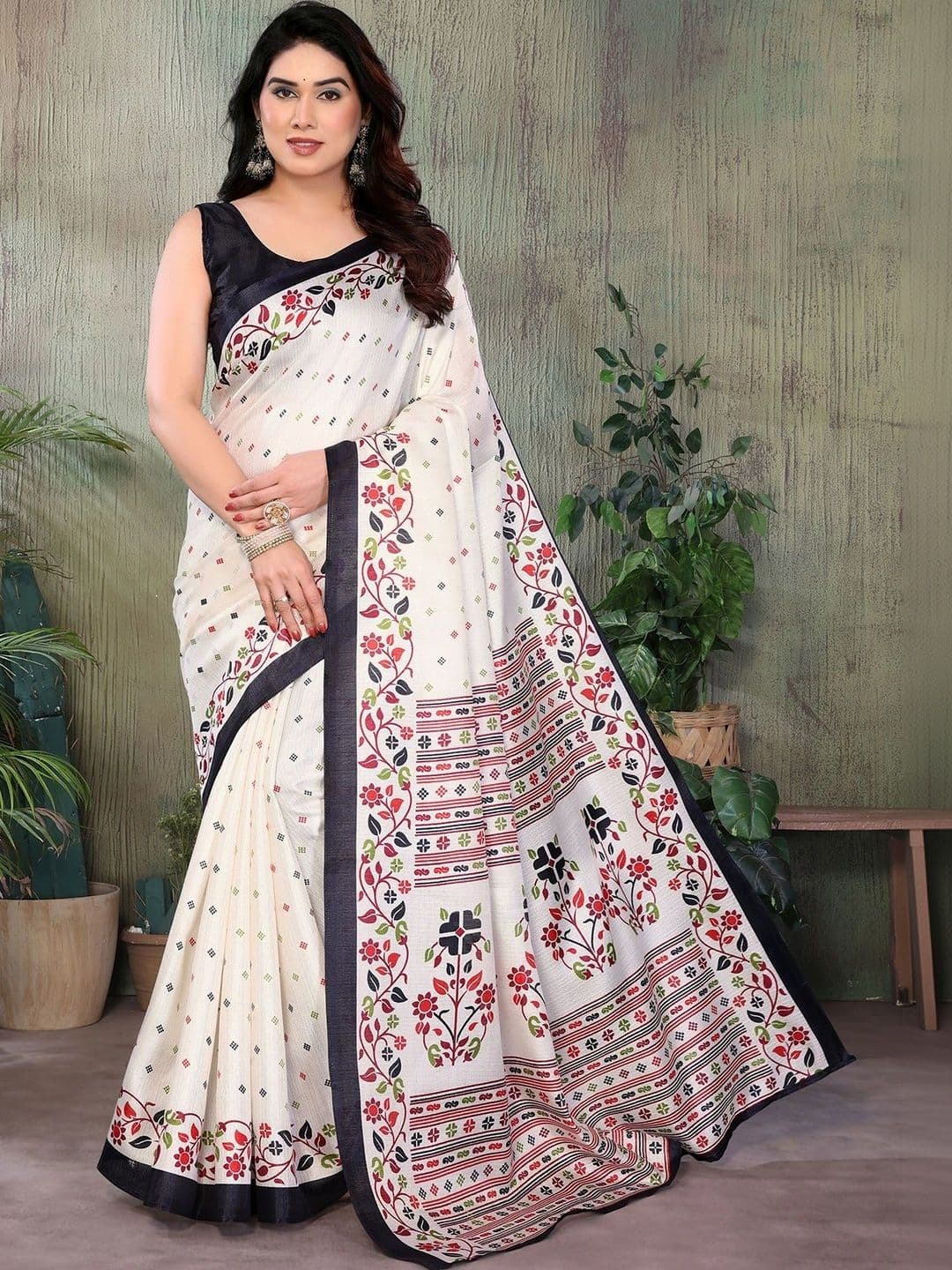 Yashika Floral Art Silk Saree - view 1