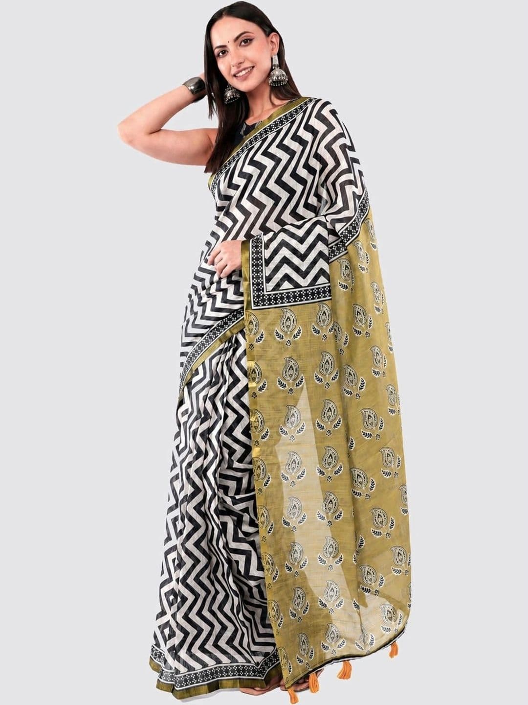 SAMANTHA Striped Linen Blend Saree - view 1