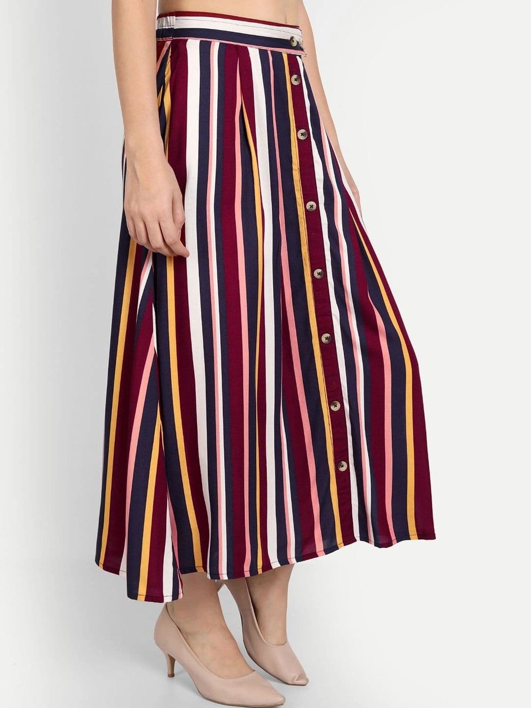 Aaruvi Ruchi Verma Women Striped Midi Flared Skirt thumbnail 7