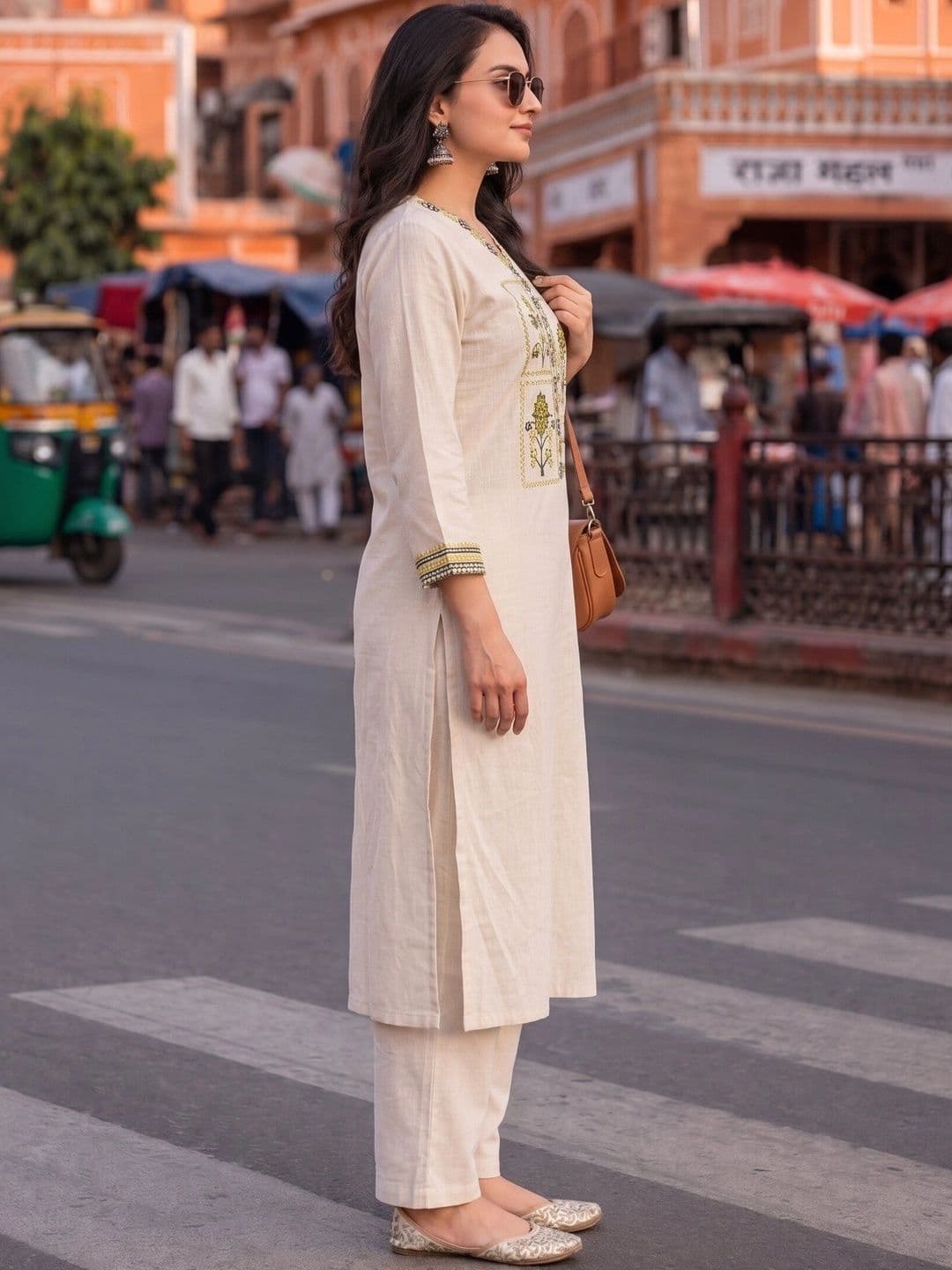 KALINI Women Ethnic Motifs Embroidered Regular Thread Work Kurta with Palazzos thumbnail 2