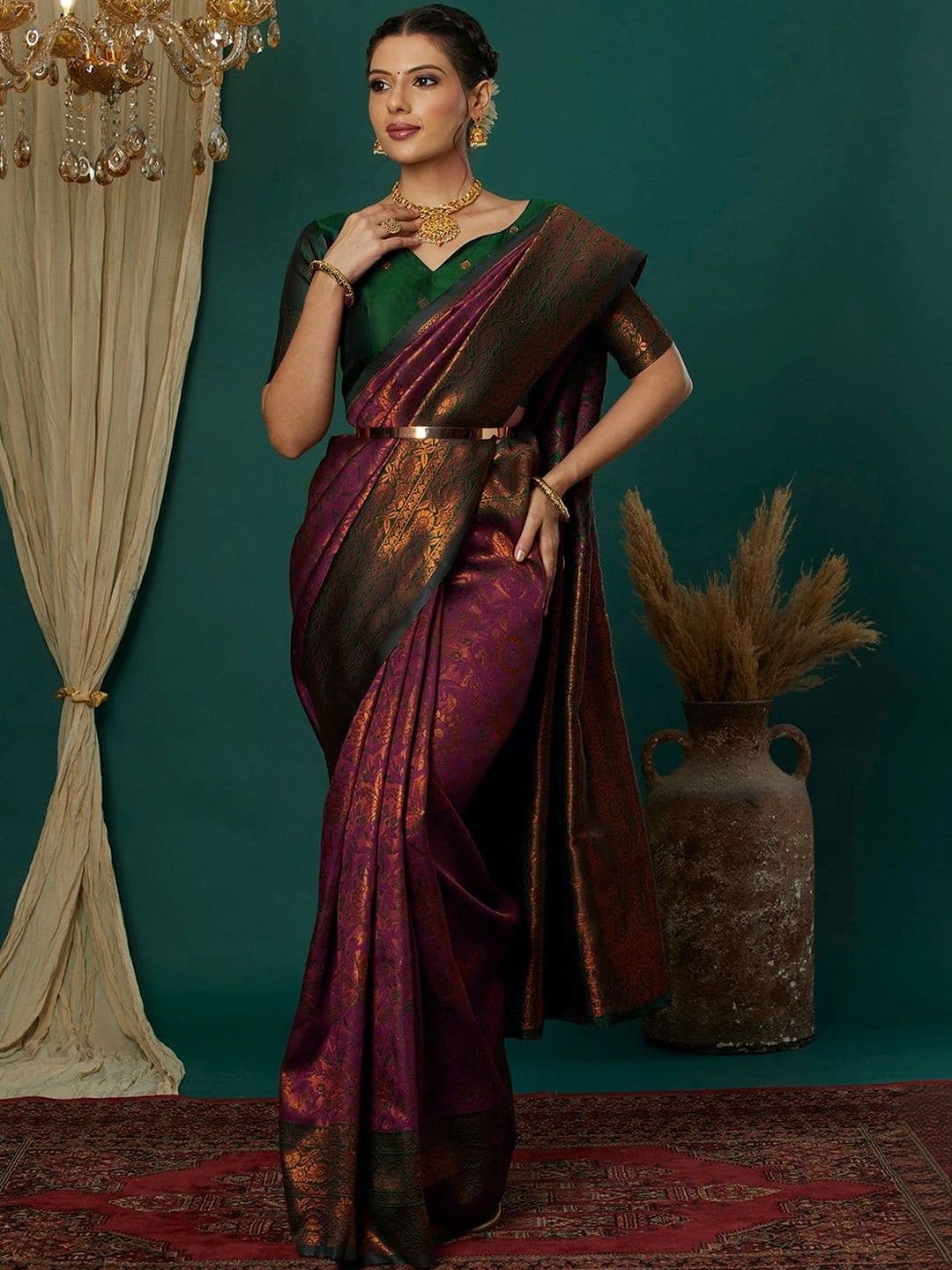 SANISA Woven Design Zari Silk Blend Saree - view 1