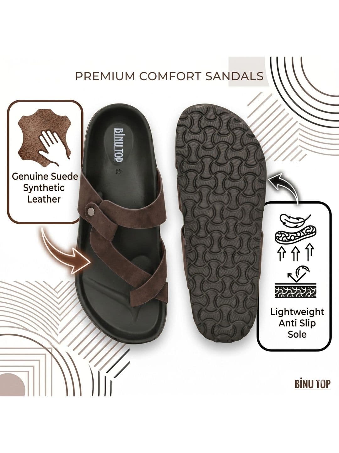 BINUTOP Men Comfort Sandals thumbnail 2