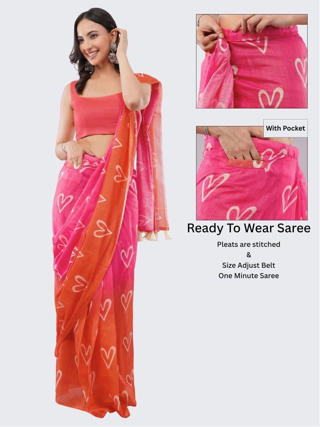 SAMANTHA Ethnic Motifs Linen Blend Belted Saree thumbnail 3