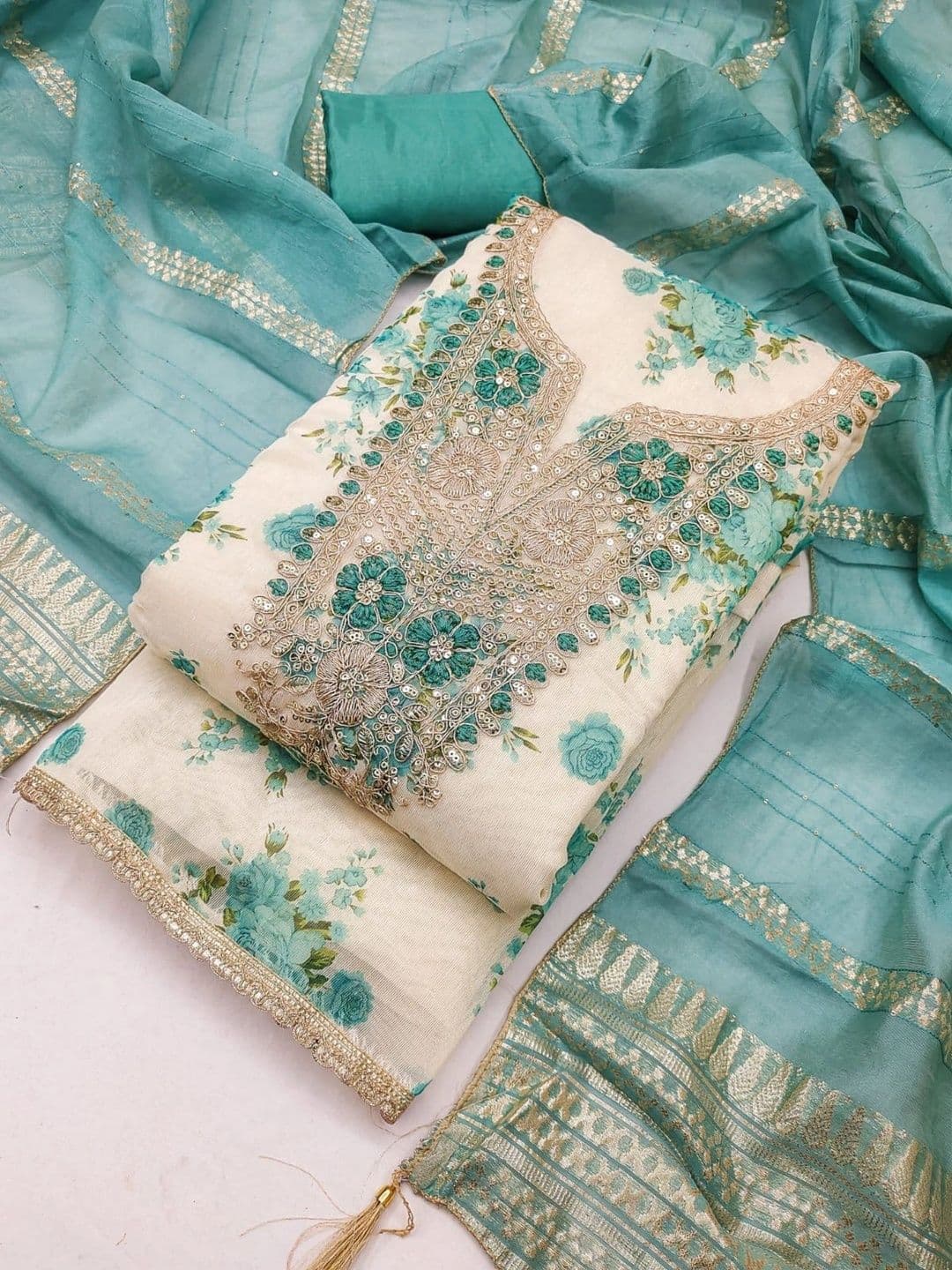 TAVAS Embroidered Unstitched Dress Material thumbnail 3