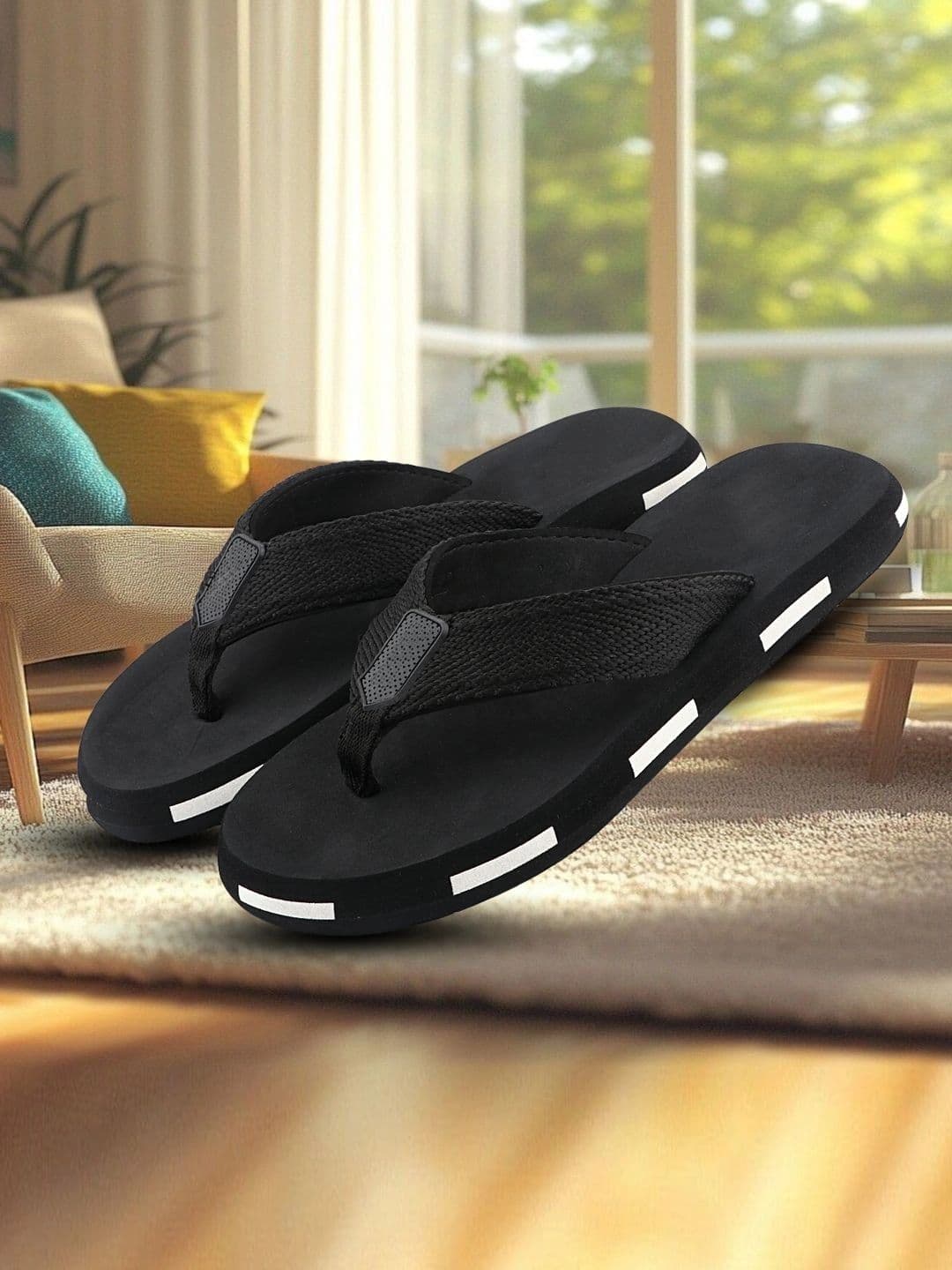 Roadster Men Striped Rubber Thong Flip-Flops - view 1
