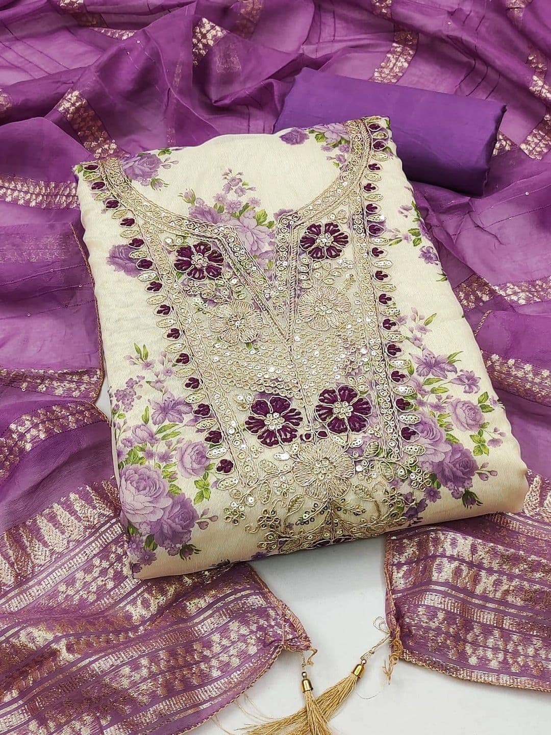 TAVAS Embroidered Unstitched Dress Material thumbnail 2