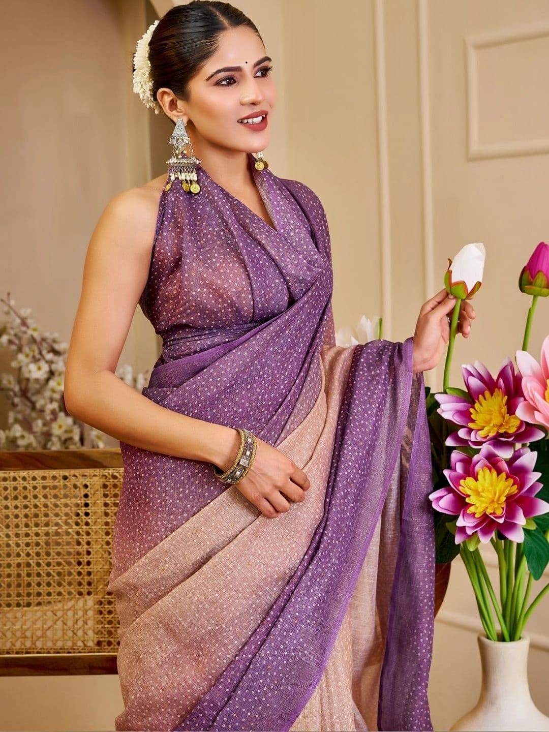 ZAMUNA Ombre Tissue Designer Bhagalpuri Saree thumbnail 5