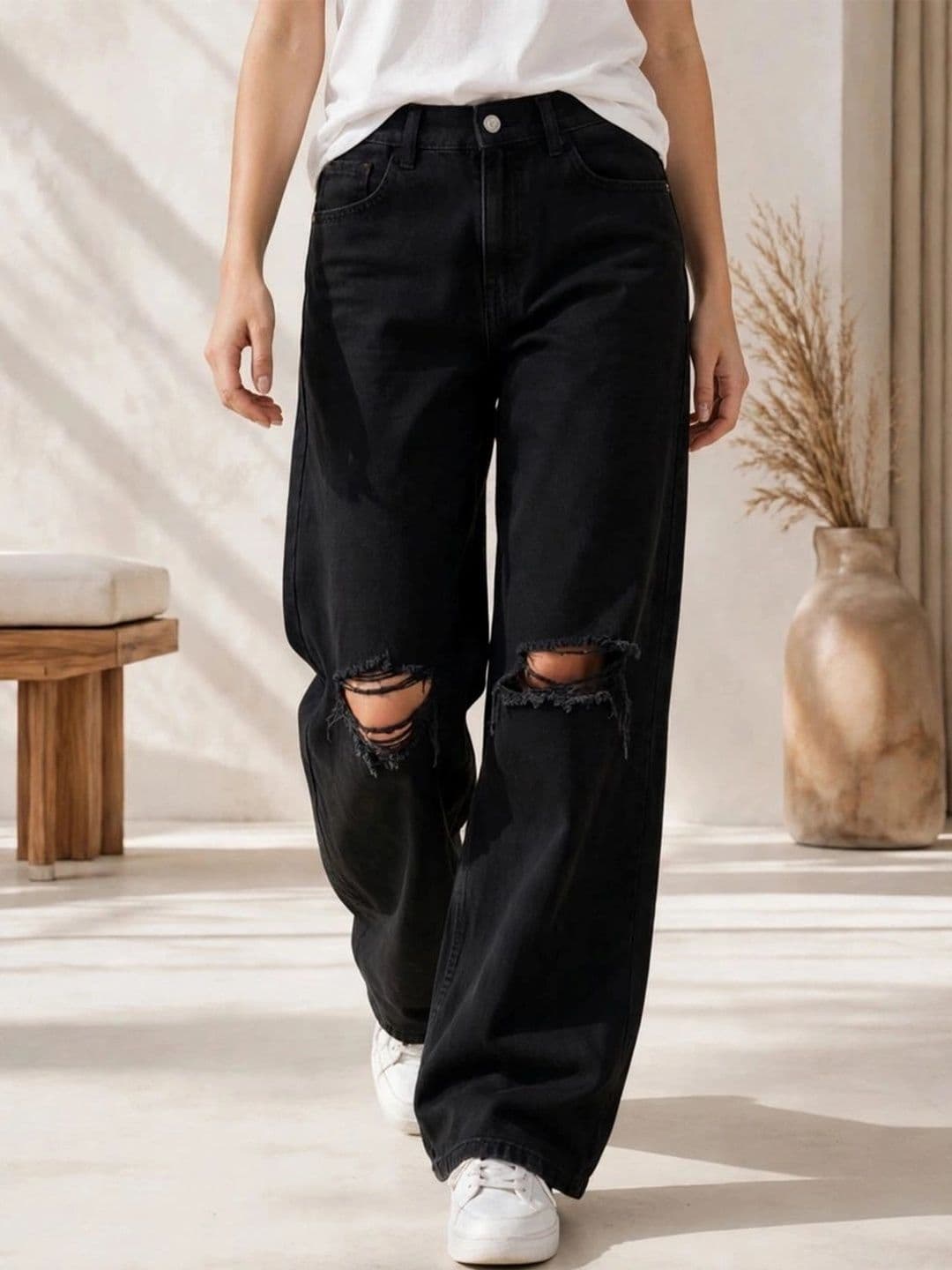 Encrypt Women Classic Relaxed Fit Mid-Rise Highly Distressed Stretchable Jeans - view 1