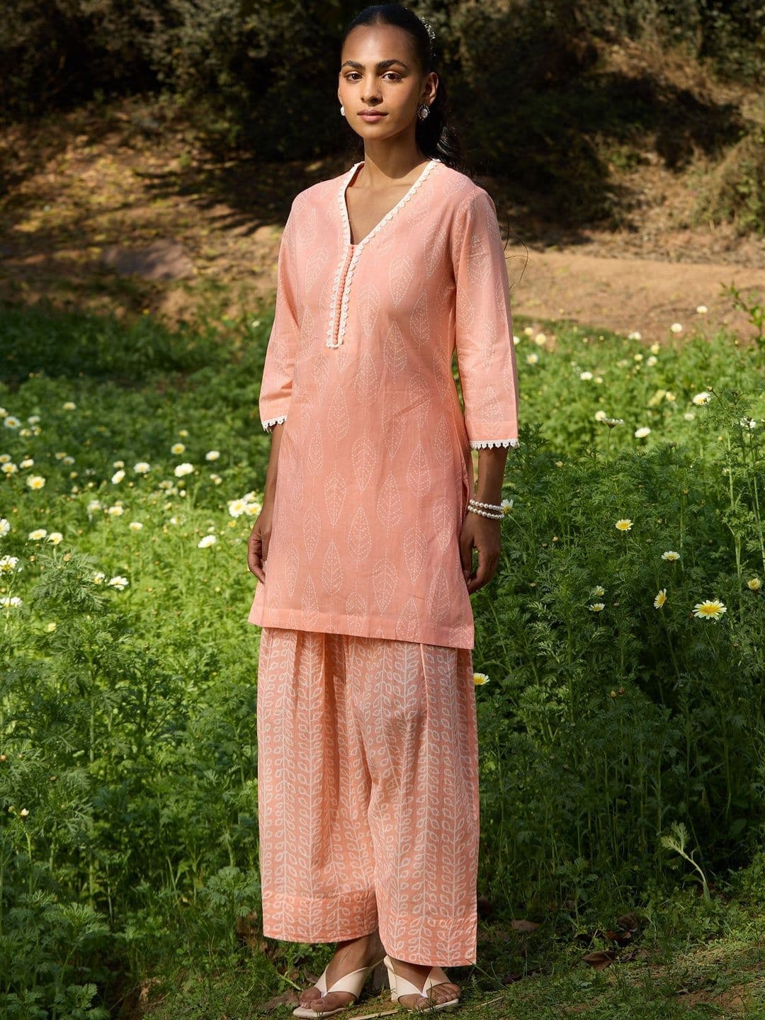 Khushal K Women Ethnic Motifs Printed Regular Thread Work Pure Cotton Kurta with Sharara & With Dupatta thumbnail 7