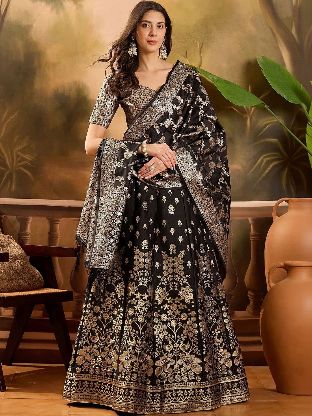 Anouk Rustic Semi-Stitched Lehenga & Unstitched Blouse With Dupatta thumbnail 2