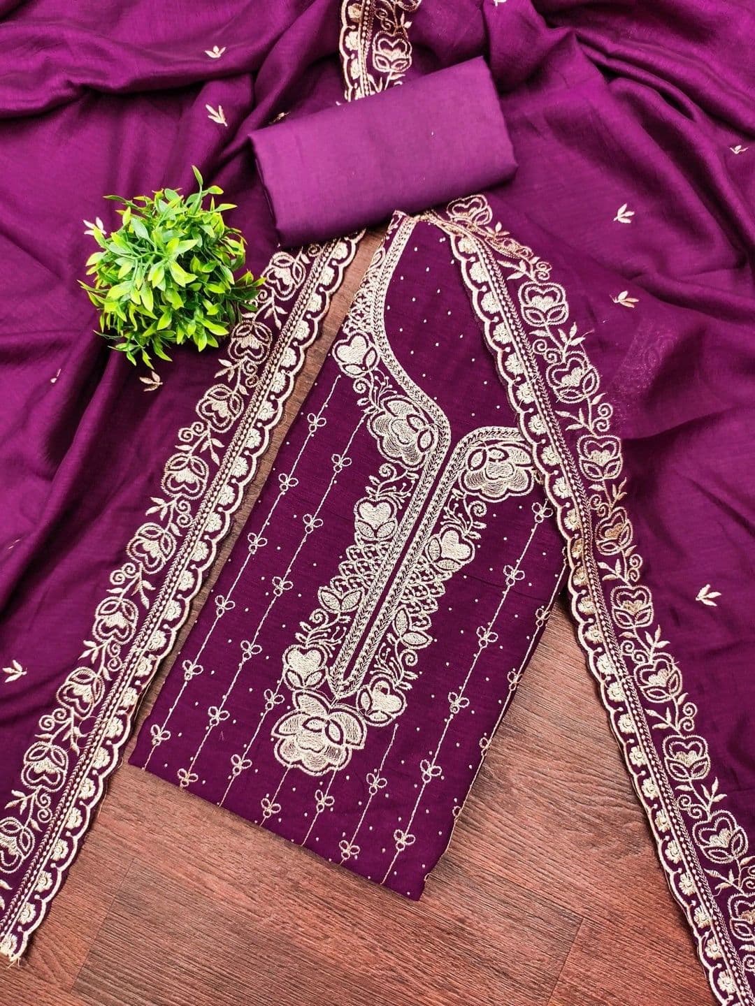 TAVAS Embroidered Pure Cotton Unstitched Dress Material thumbnail 2