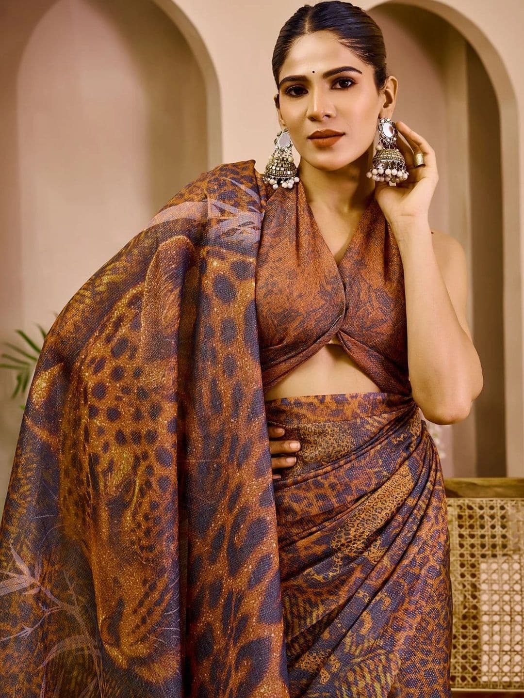 ZAMUNA Floral Tissue Designer Bhagalpuri Saree thumbnail 2