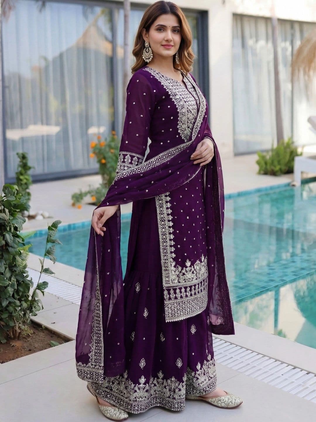 Anouk Women Ethnic Motifs Embroidered Regular Kurta with Sharara & With Dupatta thumbnail 5