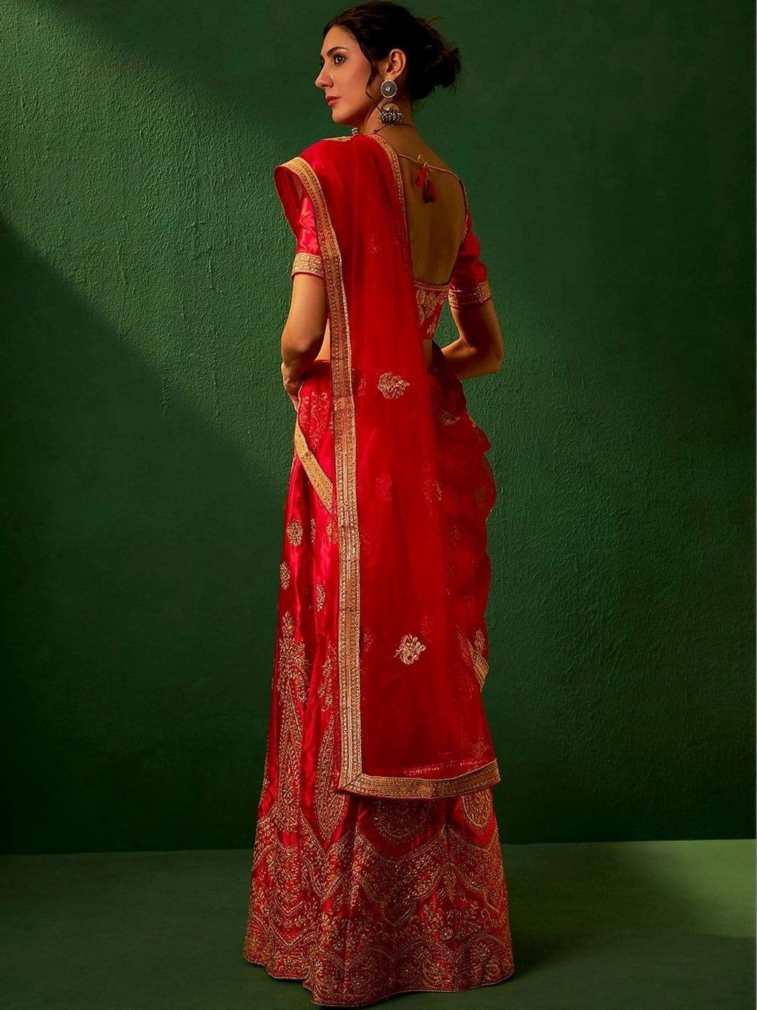Anouk Rustic Embroidered Thread Work Semi-Stitched Lehenga & Unstitched Blouse With Dupatta thumbnail 4