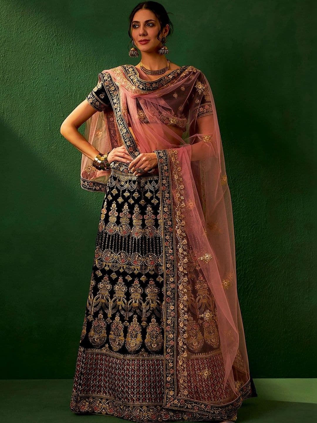 Anouk Rustic Embroidered Semi-Stitched Lehenga & Unstitched Blouse With Dupatta thumbnail 5