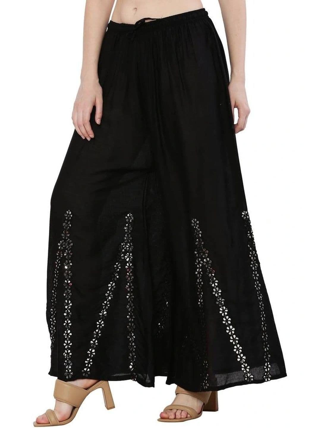 Meyara Women Floral Embroidered Knitted Ethnic Palazzos thumbnail 4