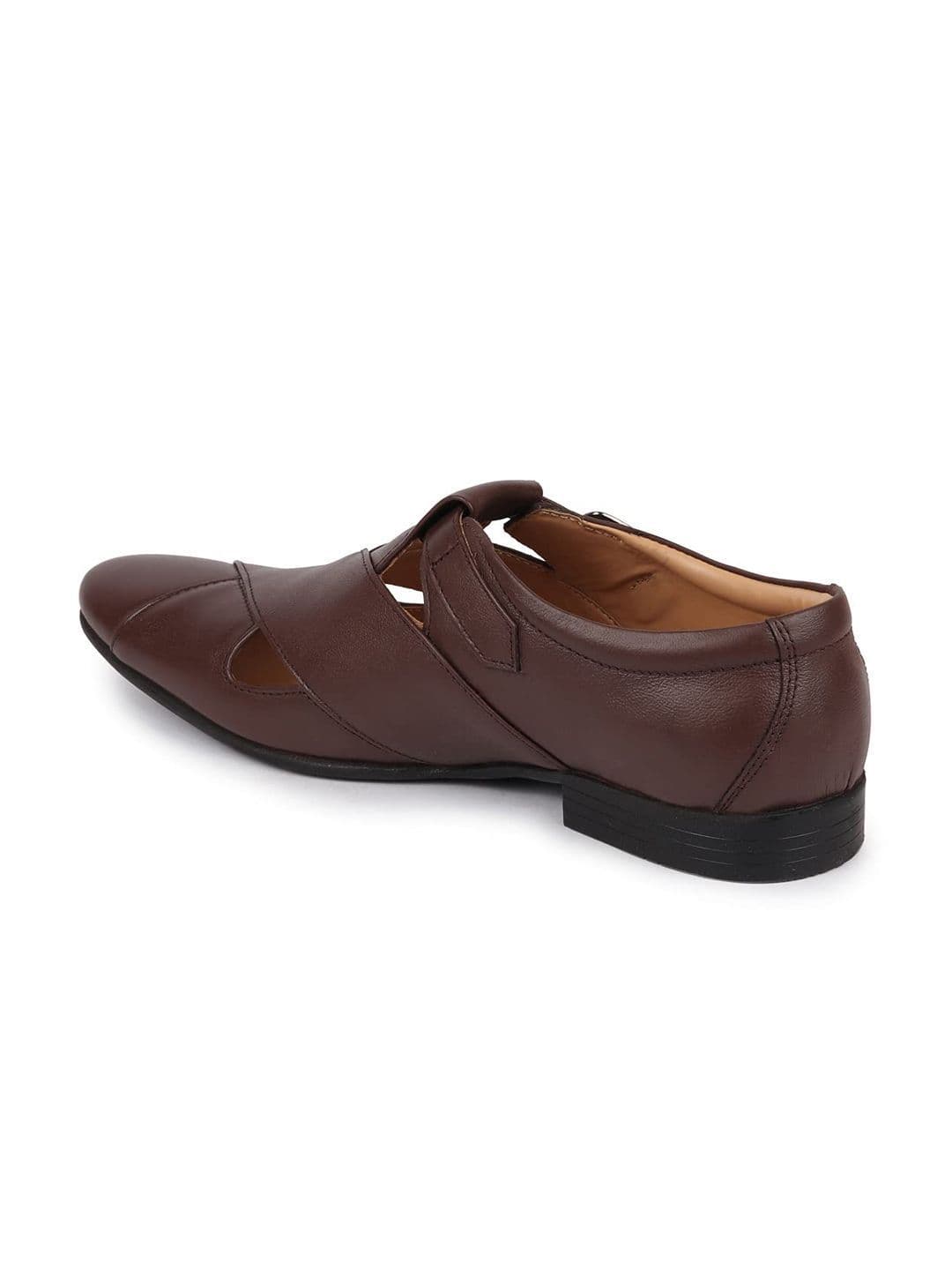 FAUSTO Men Brown Leather Shoe-Style Sandals thumbnail 4