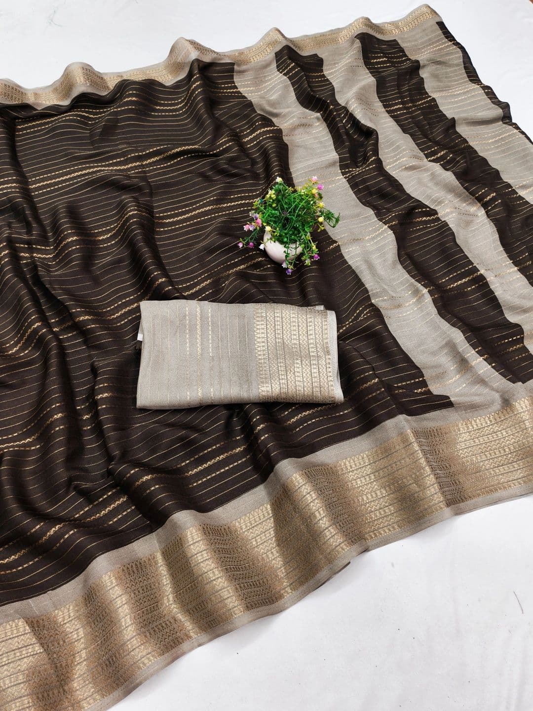 BOLOKA Striped Zari Art Silk Designer Saree thumbnail 3