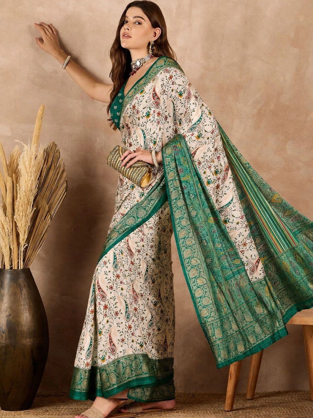 SANJANA  SILK SANJANA SILK Paisley Zari Silk Blend Paithani Saree thumbnail 3